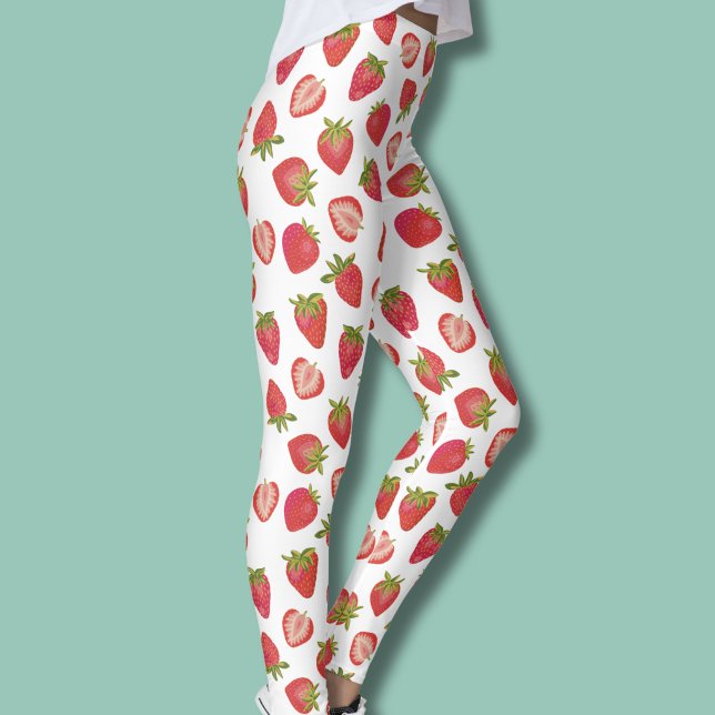 Legging Padrão de Morango de Verão (Strawberry pattern leggings)