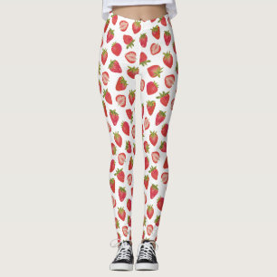 Legging Padrão de Morango de Verão