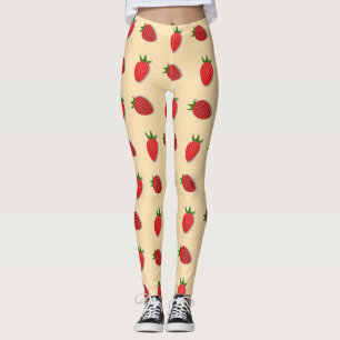 Legging Padrão de morango para boas vibrações no Verão de