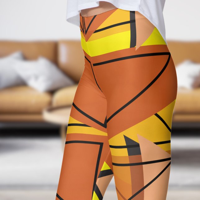Legging Padrão de Mosaico Amarelo Vibrante (Angles with Bright Yellow Leggings)
