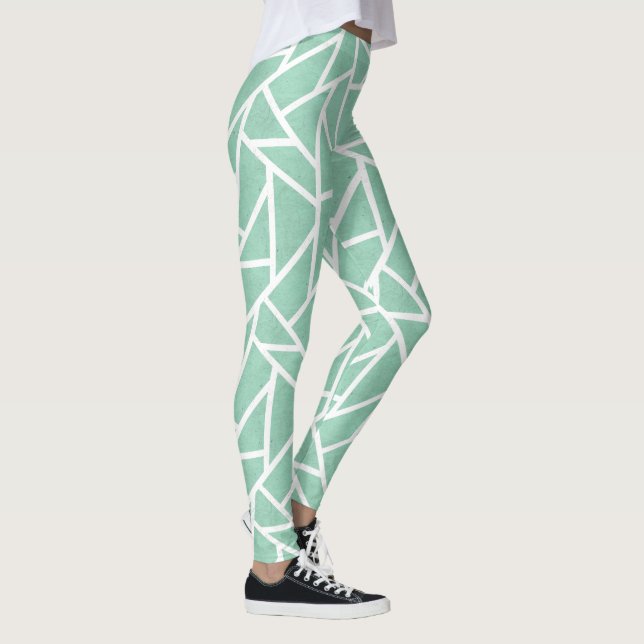 Legging Padrão de mosaico branco e verde da Casa da Moeda (Direita)
