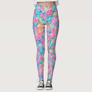 Legging Padrão de Mosaico de Aquarela Geométrica Arco-íris