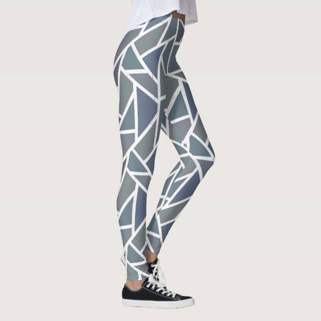 Legging Padrão de mosaico de cinza azul (Direita)