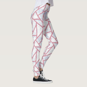 Legging Padrão de mosaico rosa e azul