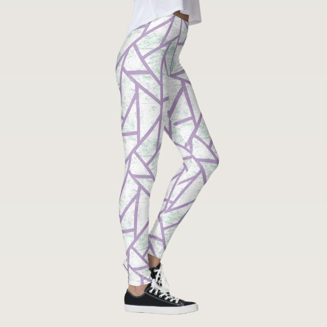 Legging Padrão de mosaico verde-lavanda e claro (Direita)