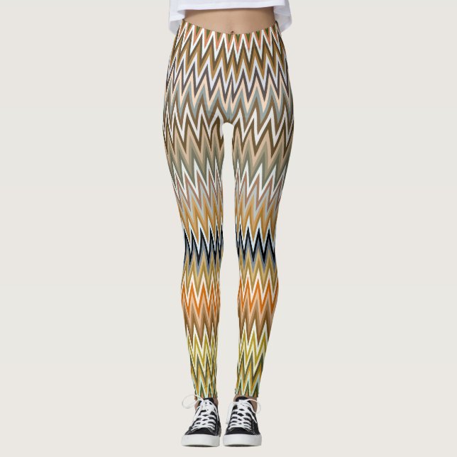 Legging Padrão de multicores CUTE Zigzag (Frente)