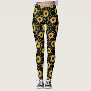Legging Padrão de Na moda de Girassóis Amarelos Clássic