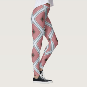 Legging Padrão de Na moda Geométrico Geométrico Branca 