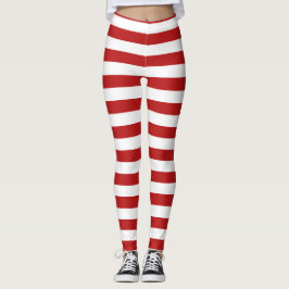 Legging padrão de natal branco-vermelho de gangues canavia
