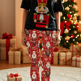 Legging Padrão de Natal de quebra-nozes vermelhos