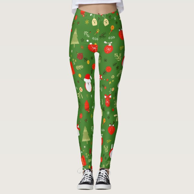 Legging Padrão de Natal Festivo (Frente)