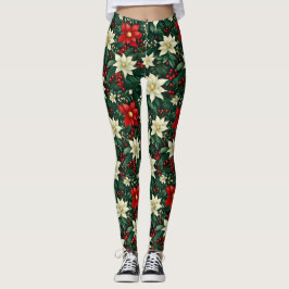 Legging Padrão de Natal Floral
