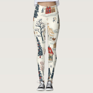 Legging Padrão de Natal Vintage Woodland (11)