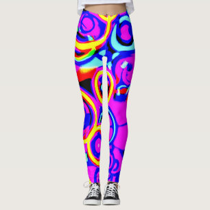 Legging Padrão de Neon Colorido Vibrante