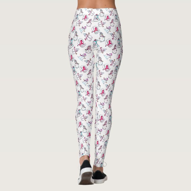 Legging Padrão de Neve Rosa | Natal branco (Verso)