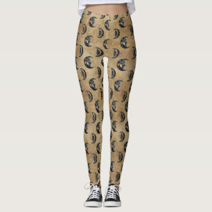 Legging Padrão de Noite Estrelada Lua Celestial Dourada (5