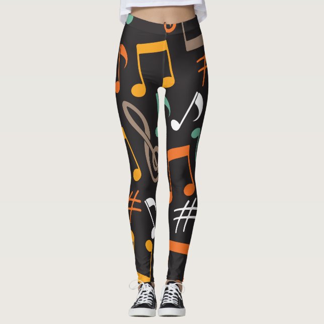 Legging padrão de nota musical (Frente)