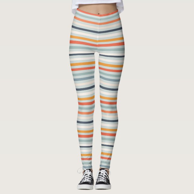 Legging Padrão de nuvens de arco-íris Primavera azul-esver (Frente)