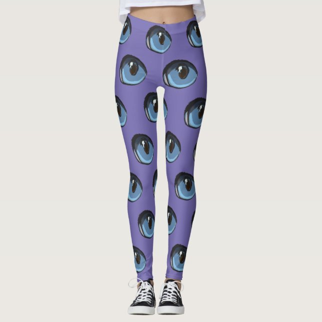 Legging Padrão de Olho de Gato Azul (Frente)