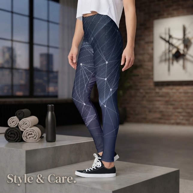 Legging Padrão de Onda e Geometria Abstrata (Abstract Wave & Geometry Pattern Leggings)