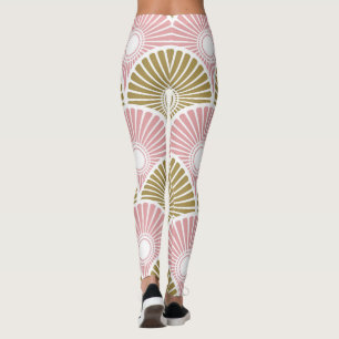 Legging Padrão de onda em semicírculo de latas e cor-de-ro