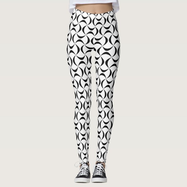 Legging Padrão de onda preto e branco (Frente)