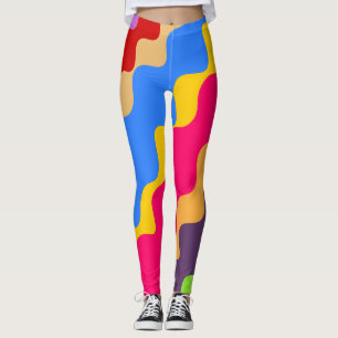 Legging Padrão de ondulação colorida retrógrado