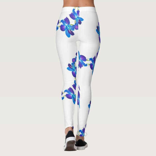 Legging Padrão de orquídeas azuis (Verso)