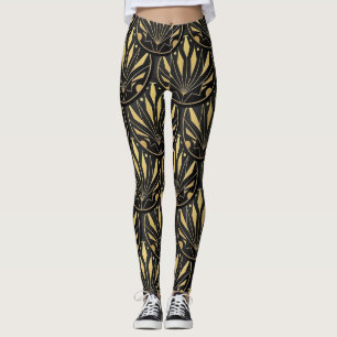 Legging padrão de ouro de arte deco