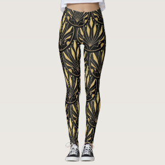 Legging padrão de ouro de arte deco