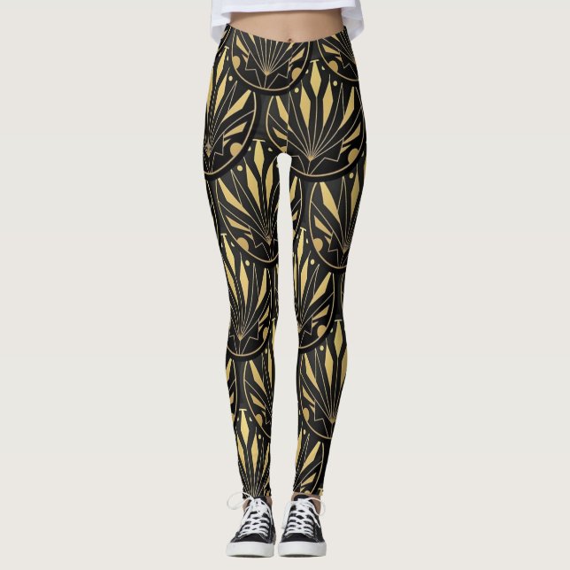 Legging padrão de ouro de arte deco (Frente)