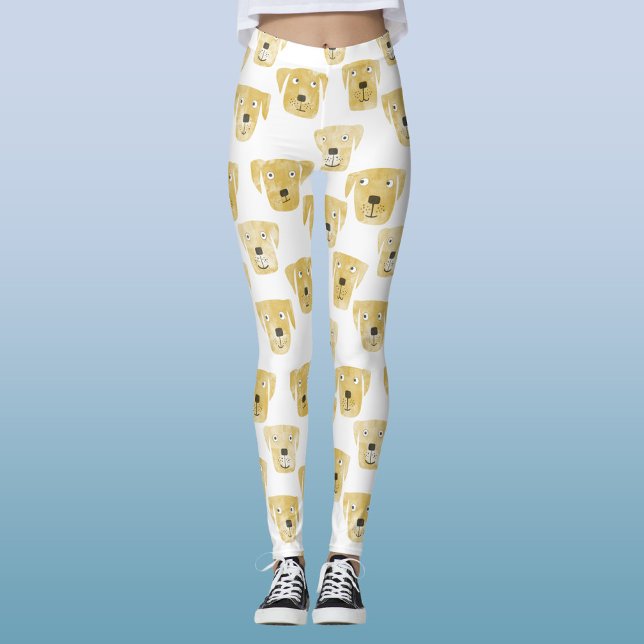 Legging Padrão de Ouro Labrador de Retriever de Cachorro (Fun Golden Yellow Labrador Retriever Dog leggings or yoga pants to for animal lovers)
