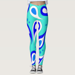 Legging Padrão de Paisley Azul Claro