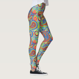 Legging Padrão de Paisley Floral Colorida