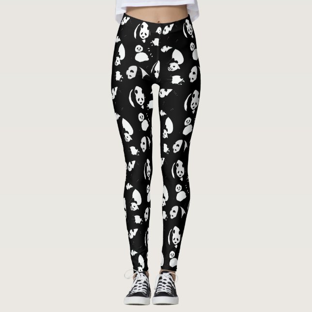 Legging Padrão de Panda Preto BG (Frente)