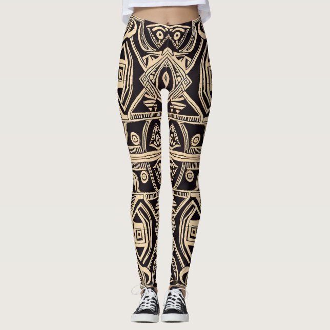 Legging Padrão de pano de lama africano (Frente)