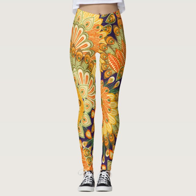 Legging Padrão de pano de vindima: textura aproximada. (Frente)