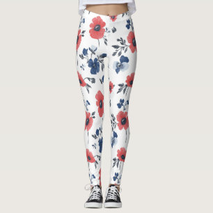 Legging Padrão de papilas de aquarela - Vermelho, Azul e B