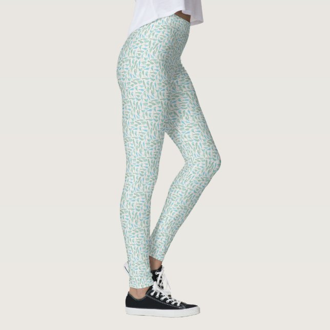 Legging Padrão de pássaro azul e verde (Direita)