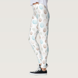Legging Padrão de Pastel Branco de Ovos de Páscoa