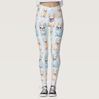 Legging Padrão de Pastel do Bulldog Francês