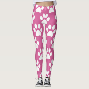 Legging Padrão de patas brancas e cor-de-rosa