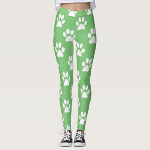 Legging Padrão de patas brancas e verdes