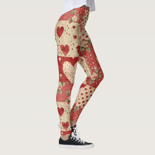 Legging Padrão de patch vermelho do chique
