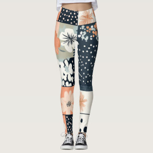 Legging Padrão de Patches Florais Vintage - Pastel (8)