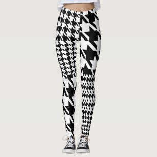 Legging Padrão De Patchwork De Preto E Branco Da Houndsto
