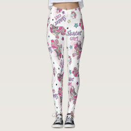 Legging Padrão de Patins de Unicórnio Menina Patinadora Fo