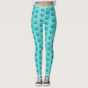 Legging Padrão de Pavão de Aniversário ou Aniversário de 4