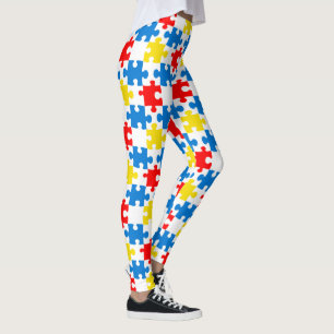 Legging Padrão de Peças de Quebra-Cabeça Coloridas e Vibra