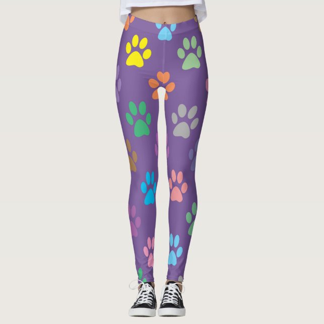 Legging Padrão de pegadas coloridas (Frente)